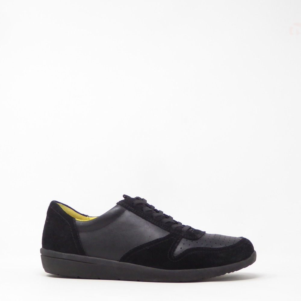 Vionic Womens Karigan Orthotic Sneakers Black Leather Suede Lace Up 8
